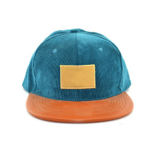 Leather Strap Blank Corduroy Snapback Hat